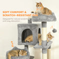 Load image into Gallery viewer, Cat Tree, 76 Inches Large Multi-Level Cat Tower for Indoor Kittens with 8 Scratching Posts, 3 Plush Beds, 2 Hammocks, 2 Large Condos, Ramp, Pompoms, Light Grey