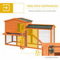 Load image into Gallery viewer, Two-Level Rabbit Hutch Small Animal House Pet Bunny Cage Home w/ Outdoor Run Water & UV Resistant Roof Access Ramp Natural Finish Guinea Pig Bunny Hamster Habitat, Orange