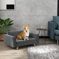 Load image into Gallery viewer, PawHut Raised Dog Sofa, Elevated Pet Sofa for Small and Medium Dogs with Removable Seat and Back Cushions, Anti-Slip Pads, Gray