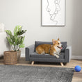 Load image into Gallery viewer, PawHut Raised Dog Sofa, Elevated Pet Sofa for Small and Medium Dogs with Removable Seat and Back Cushions, Anti-Slip Pads, Gray