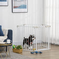 Load image into Gallery viewer, Pet Safety Gate, 5 Panels Playpen Fireplace, Metal Fence, Stair Barrier, Room Divider w/ Walk-Through Door - White