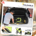 Load image into Gallery viewer, PawHut Dog Stroller, Pet Stroller 3 Wheels with Easy One-Hand Fold, Rubber Wheels, Storage Bag, Soft Cushion, Safety Leash, for Small & Medium Dogs, Yellowish Green