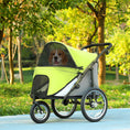 Load image into Gallery viewer, PawHut Dog Stroller, Pet Stroller 3 Wheels with Easy One-Hand Fold, Rubber Wheels, Storage Bag, Soft Cushion, Safety Leash, for Small & Medium Dogs, Yellowish Green