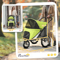 Load image into Gallery viewer, PawHut Dog Stroller, Pet Stroller 3 Wheels with Easy One-Hand Fold, Rubber Wheels, Storage Bag, Soft Cushion, Safety Leash, for Small & Medium Dogs, Yellowish Green