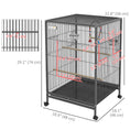 Load image into Gallery viewer, 29" Bird Cage for Parrots Lovebirds Budgies Finches, Flight Cage with 5 Doors, Swing, Stainless Steel Bowls, Removable Tray, Wheel, Grey
