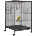 Load image into Gallery viewer, Bird Cage, Budgie Cage, Parrot Cage, with Rolling Stand, Stainless Steel Bowls, Swings, Removable Tray for Small Parrot, Budgie, Lovebird - Grey