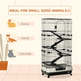 Load image into Gallery viewer, 63"H 6-Level Small Animal Cage Rabbit Hutch with Universal Lockable Wheels, Slide-Out Tray for Bunny, Chinchillas, Ferret, Black