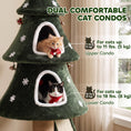 Load image into Gallery viewer, 52" Christmas Cat Tree, 2-Tier Cat Tower with Dual Condos, Scratching Posts, Sisal Ladder, Anti-Tip Rope, Hanging Balls, Kitten Furniture for Indoor Cats, Green