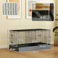 Load image into Gallery viewer, Guinea Pig Cage, 2 in 1 Rabbit Cage Pet Playpen with Removable Top, 2 Separate Area, Waterproof Oxford Fabric Floor, Perch, Ramp, Small Animal Cage for Guinea Pigs, Bunnies, Hedgehogs, Black