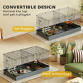 Load image into Gallery viewer, Guinea Pig Cage, 2 in 1 Rabbit Cage Pet Playpen with Removable Top, 2 Separate Area, Waterproof Oxford Fabric Floor, Perch, Ramp, Small Animal Cage for Guinea Pigs, Bunnies, Hedgehogs, Black