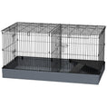 Load image into Gallery viewer, Guinea Pig Cage, 2 in 1 Rabbit Cage Pet Playpen with Removable Top, 2 Separate Area, Waterproof Oxford Fabric Floor, Perch, Ramp, Small Animal Cage for Guinea Pigs, Bunnies, Hedgehogs, Black