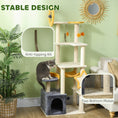Load image into Gallery viewer, PawHut Cat Tower, 63 Inch Cat Tree for Large Adult Indoor Cats with Cat Scratching Post, Cat Hammock, Condo, Bed, Scratching Board & Cat Toys, Moon and Star Themed Cat Tree Tower, Beige