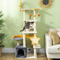 Load image into Gallery viewer, Cat Tower, 63 Inch Cat Tree for Large Cats Adult with Cat Scratching Posts, Cat Condo, Bed, Scratching Board, Cat Toys, Star and Moon Themed Cat Tree for Indoor Cats, Beige