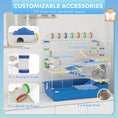 Load image into Gallery viewer, PawHut Hamster Cage, 4 Tier Small Animal Cage with Tunnel Tube System, Hut, Exercise Wheel, Water Bottle, Food Dish, Rat Cage for Syrian, Gerbil, Mouse, 30.7" x 17.7" x 28.7", Blue