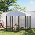 Load image into Gallery viewer, 6' x 6' x 6' Outdoor Dog Kennel, Lockable Dog Run Crate with Waterproof UV-Resistant Cover, Welded Wire Steel Fence for Large Dogs, Silver