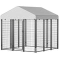 Load image into Gallery viewer, 6' x 6' x 6' Outdoor Dog Kennel, Lockable Dog Run Crate with Waterproof UV-Resistant Cover, Welded Wire Steel Fence for Large Dogs, Silver