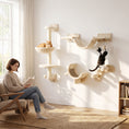Load image into Gallery viewer, 4 Piece Cat Shelves, Cat Wall Furniture with Hammock, Scratching Posts, Soft Ladder, Steps, Jump Platforms, Hanging Ball for Indoor Kittens, Space Saving - Beige