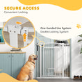 Load image into Gallery viewer, PawHut Pet Gate Indoor with Cat Door, 30"-41" Dog Gate, Extra Wide Walk Through Puppy Gate, 3-Inch and 5.5-Inch Extension Kits, Pressure or Hardware Mounted for Stairway, Doorway, Hallway, 42" High