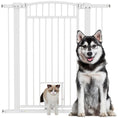 Load image into Gallery viewer, PawHut Pet Gate Indoor with Cat Door, 30"-41" Dog Gate, Extra Wide Walk Through Puppy Gate, 3-Inch and 5.5-Inch Extension Kits, Pressure or Hardware Mounted for Stairway, Doorway, Hallway, 42" High