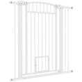 Load image into Gallery viewer, PawHut Pet Gate Indoor with Cat Door, 30"-41" Dog Gate, Extra Wide Walk Through Puppy Gate, 3-Inch and 5.5-Inch Extension Kits, Pressure or Hardware Mounted for Stairway, Doorway, Hallway, 42" High