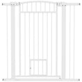 Load image into Gallery viewer, PawHut Pet Gate Indoor with Cat Door, 30"-41" Dog Gate, Extra Wide Walk Through Puppy Gate, 3-Inch and 5.5-Inch Extension Kits, Pressure or Hardware Mounted for Stairway, Doorway, Hallway, 42" High