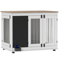 Load image into Gallery viewer, 39in Dog Crate Furniture, Dog Cage End Table with Three Doors, Blackboard, Non-slip Foot Pads, Dog Cage for Middle and Large Dogs, White