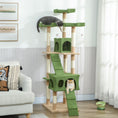 Load image into Gallery viewer, 68 inches Cat Tree, Multi-Level Large Cat Tower Condo with Scratching Posts, Perches, Cat Houses, Dangling Toy, Green