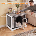 Load image into Gallery viewer, Dog Crate Furniture, 80 cm Double Door Wooden Dog Crate with Sliding Barn Door, Indoor Kennel End Table for Medium Breeds, Anti-Chew Steel Puppy Cage, White