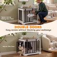 Load image into Gallery viewer, Dog Crate Furniture, 80 cm Double Door Wooden Dog Crate with Sliding Barn Door, Indoor Kennel End Table for Medium Breeds, Anti-Chew Steel Puppy Cage, White