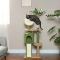 Load image into Gallery viewer, PawHut Cat Tree for Large Adult Indoor Cat with Green Leaves, 55 Inch Cat Tower with Cat Scratching Posts, Cat Condo, Scratching Pad, Ramp, Two Dangling Balls, Green