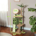 Load image into Gallery viewer, PawHut Cat Tree for Large Adult Indoor Cat with Green Leaves, 55 Inch Cat Tower with Cat Scratching Posts, Cat Condo, Scratching Pad, Ramp, Two Dangling Balls, Green