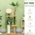 Load image into Gallery viewer, PawHut Cat Tree for Large Adult Indoor Cat with Green Leaves, 55 Inch Cat Tower with Cat Scratching Posts, Cat Condo, Scratching Pad, Ramp, Two Dangling Balls, Green