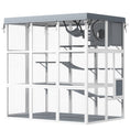 Load image into Gallery viewer, PawHut Catio Outdoor Cat Enclosure, Large Luxury Cat House Outside with Hammock, Condo, Jump Platforms, Ladders, Ramps, Tarp, Walk in Cat Cage for 2-4 Large Cats, 71"