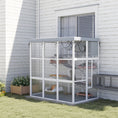 Load image into Gallery viewer, PawHut Catio Outdoor Cat Enclosure, Large Luxury Cat House Outside with Hammock, Condo, Jump Platforms, Ladders, Ramps, Tarp, Walk in Cat Cage for 2-4 Large Cats, 71"