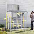 Load image into Gallery viewer, PawHut Catio Outdoor Cat Enclosure, Large Luxury Cat House Outside with Hammock, Condo, Jump Platforms, Ladders, Ramps, Tarp, Walk in Cat Cage for 2-4 Large Cats, 71"