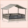 Load image into Gallery viewer, Wicker Dog Bed, Elevated Rattan Dog House with Removable Cushion and Canopy, for Small and Medium Dogs, 98 x 69 x 70cm - Dark Grey
