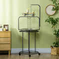 Load image into Gallery viewer, PawHut Parrot Stand Large Bird Perch Stand with Toy Hook & 3 Ladders, Parrot Perch with Easy Grip, Bird Wooden Stand, Gray