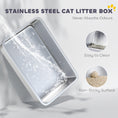 Load image into Gallery viewer, Stainless Steel Cat Litter Box, XL Extra Large Metal Litter Box Pan Tray for Big Cats, High Sided, Anti-Urine Leakage, Easy Cleaning, Non-Sticky, Absorbs Odors, Include Scoop & Pad, Dark Gray