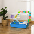Load image into Gallery viewer, Hamster Cage, Small Animal House, 3-Level Guinea Pig Cage Gerbil Haven, Tunnel Tube System, with Water Bottle, Exercise Wheel, Food Dish, Ramps, Blue