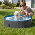 Load image into Gallery viewer, Foldable Dog Pool for Puppies and Ducks, Thickened PVC Dog Paddling Pool Bath Tub Hard Board, Anti-Slip Bottom and Hose Adapter for Easy Drainage, 80 x 20cm, Blue and Dark Grey