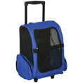 Load image into Gallery viewer, Pet Travel Backpack Bag Cat Puppy Dog Carrier w/ Trolley and Telescopic Handle Portable Stroller Wheel Luggage Bag (Blue)