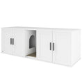 Load image into Gallery viewer, Cat Litter Box Enclosure for 2 Cats, Hidden Litter Box Furniture with Double Room, Scratching Mat, Kitty Washroom Furniture, 57" x 19" x 20", White