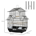 Load image into Gallery viewer, Metal Bird Cage with Plastic Swing Perch Food Container Tray Handle for Finch Canary Budgie 43.5 x 33 x 63 cm, Black