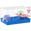 Load image into Gallery viewer, Hamster Cage, Small Gerbil Cage 2 Tiers Portable w/ Handle, Exercise Wheel, Water Bottle, Dishes, Blue