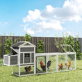 Load image into Gallery viewer, 117" Chicken Coop, Wooden Rabbit Hutch with Chicken Run, Slide-out Tray, Asphalt Roof, Nesting Box - Grey and White