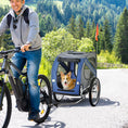 Load image into Gallery viewer, Aosom Dog Bike Trailer, Pet Wagon Bicycle Trailer with Easy Folding Cart Frame, 20" Large Rubber Wheels, 3 Entrances, Mesh Screen, Pet Bike Trailer for Off-Road & Travel, Blue and Grey