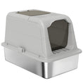 Load image into Gallery viewer, Stainless Steel Litter Box with Lid, Extra Large Hooded Cat Litter Tray for Big Cats with Front-Entry and Top-Exit, Metal Scoop, Deodorizer Bag, Non-Sticky, Odour Control and Easy Clean