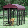 Load image into Gallery viewer, PawHut 8' x 4' x 6' Outdoor Dog Kennel, Welded Wire Heavy Duty Dog Run with 360° Rotating Bowls, Dog Kennel Outside with Waterproof & UV Resistant Cover, for S&M&L Dogs