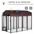 Load image into Gallery viewer, PawHut 8' x 4' x 6' Outdoor Dog Kennel, Welded Wire Heavy Duty Dog Run with 360° Rotating Bowls, Dog Kennel Outside with Waterproof & UV Resistant Cover, for S&M&L Dogs