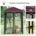 Load image into Gallery viewer, PawHut 8' x 4' x 6' Outdoor Dog Kennel, Welded Wire Heavy Duty Dog Run with 360° Rotating Bowls, Dog Kennel Outside with Waterproof & UV Resistant Cover, for S&M&L Dogs